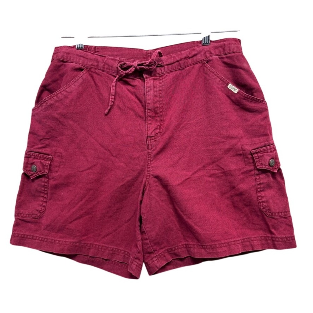Blassport Vintage Burgundy Linen Cotton Blend Elastic Waist Shorts Womens 12